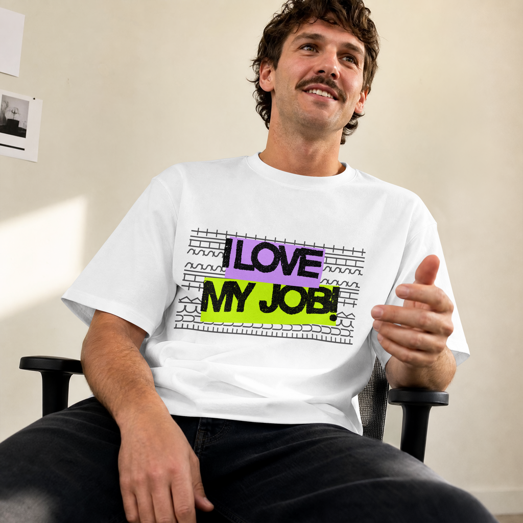 I Love My Job tee on a model