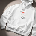 White hoodie with front print, Salbé