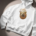 White hoodie with front print, Salbé